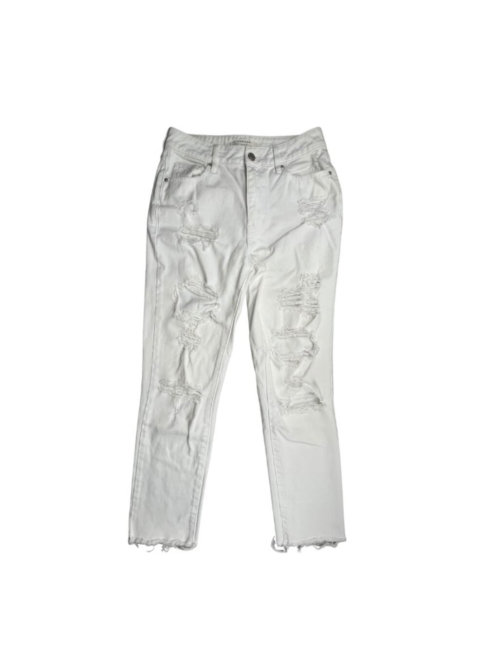 PacSun White Distressed Straight Leg Jeans Women's Size 28 Raw Hem
